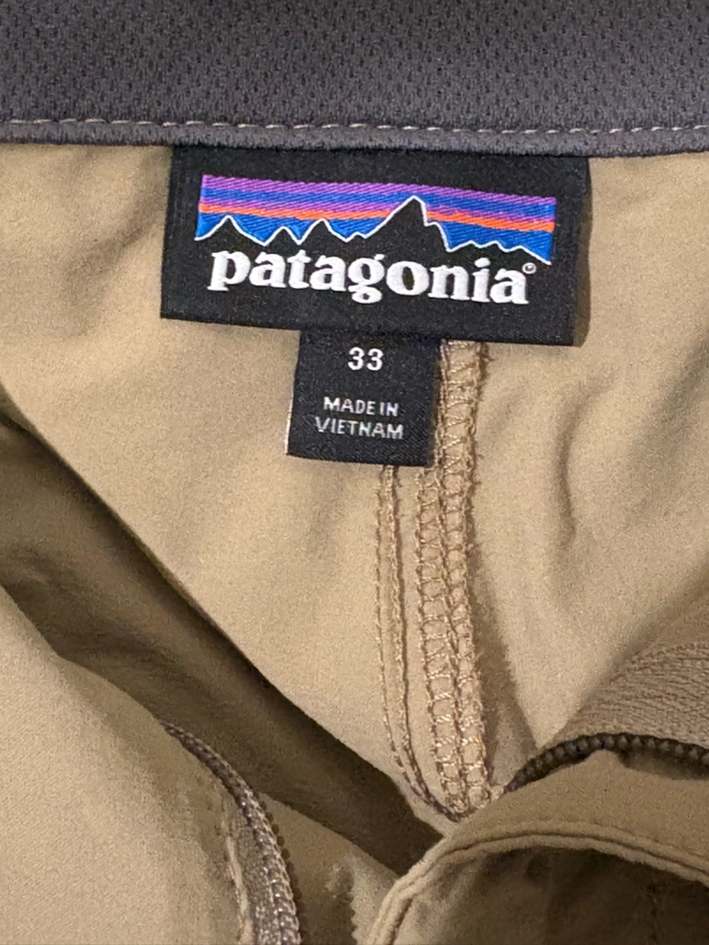 Patagonia Men's Shorts - Khaki with Gray Waistband - Picture 3 of 10